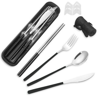 Roaming Cooking Reusable Travel Utensils with Case | Fork and Spoon Set  with Knife and Optional Reusable Straws – Great Office, Travel, or Camping