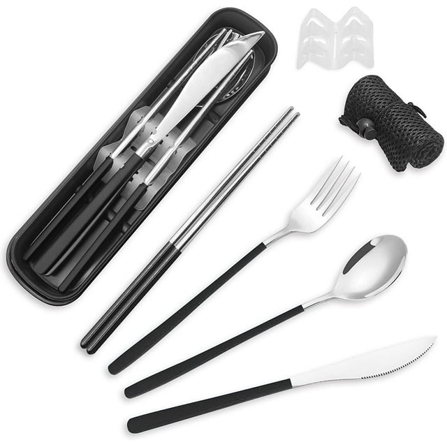 Stainless Steel Cutlery Set with Case, STONCEL Portable Travel Lunch
