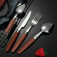 thumbnail image 1 of Stainless Steel Cutlery Set | Imitation Wood Grain Clip Handle | Steak Knife Fork Spoon Chopsticks | Ergonomic Comfort Grip | Durable Rust Resistant Utensils | 1 Piece | 7.87 in | Eco-Friendly Dining, 1 of 6