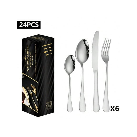Stainless Steel Cutlery Set Knife Fork Spoon 24 Pieces Set Western Tableware Gift Box Set