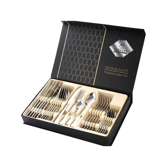 Stainless Steel Cutlery Set Knife Fork Spoon 24 Pieces Set Western Tableware Gift Box Set