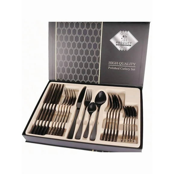 Stainless Steel Cutlery Set Knife Fork Spoon 24 Pieces Set Western Tableware Gift Box Set