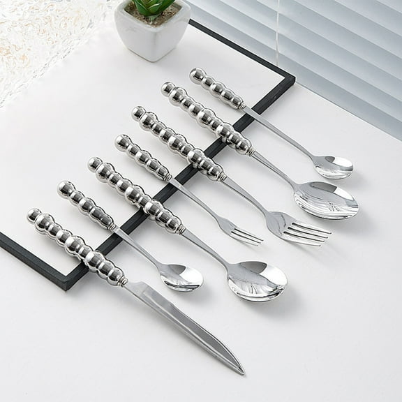 Stainless Steel Cutlery Set, Knives, Forks, Spoons with Pearl Ceramic Handles, Elegant Western Style, Perfect for Home Dining and Gifts