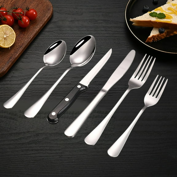 Cutlery Set Stainless Steel, Silverware, Durable Rust-resistant Utensils, Elegant Dining Flatware for Home Restaurant Use, Topliu