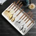 thumbnail image 1 of Stainless Steel Cutlery Set | Wood Grain Handle Steak Knife, Fork & Spoon | Durable Rust-Resistant Utensils | Ergonomic | Modern Silver Flatware | 1 Piece, 9.84in, 1 of 6
