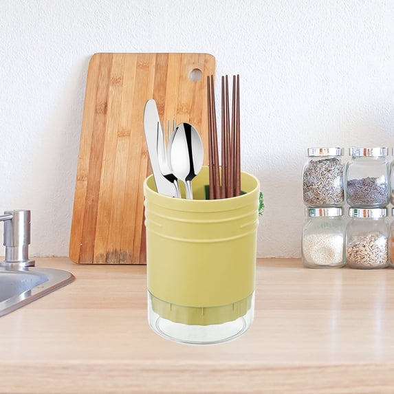 Stainless Steel Cutlery Storage Bin | Kitchen Utensil Organizer with Drainage | Flatware Holder for Countertop | Knife Fork Spoon Drying Rack | Commercial Milk Tea Shop Bar Organizer | 1 Piece