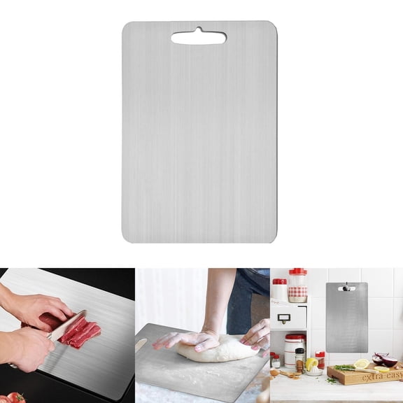 Stainless Steel Cutting Board, 1mm Thick Metal Chopping Board for Kitchen, Titanium Cutting Board Ultra Thin, Hygienic Durable Easy Clean for Meat Fruits Vegetables, Outdoor Camping Hiking, 9.8"x6"