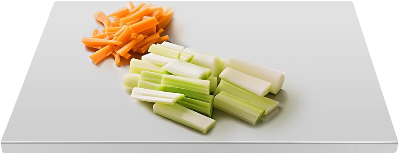 Stainless Steel Cutting Board 23.6 X 19.6 X 0.59 In with L-Shaped Rim for Kitchen Food Preparation