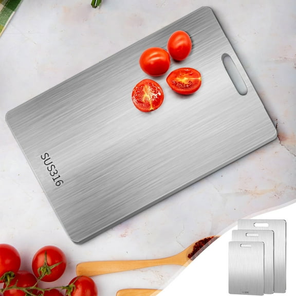 Stainless Steel Cutting Board 316 Food-Grade Chopping Board for Kitchen Meat Fruit Vegetable | Durable Easy-Clean Non-Deform | 1 Piece | 1.7mm Thick | Dishwasher Safe