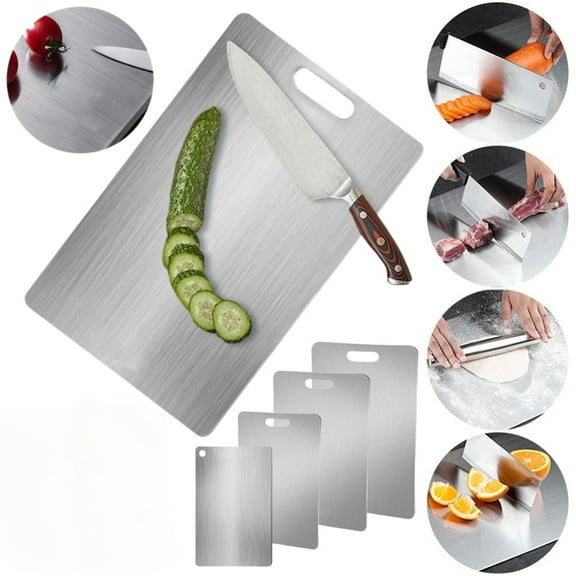 Stainless Steel Cutting Board Double Sided Chopping Board Kneading Dough Board for Kitchen Meat Fruit Vegetables Cutting Board