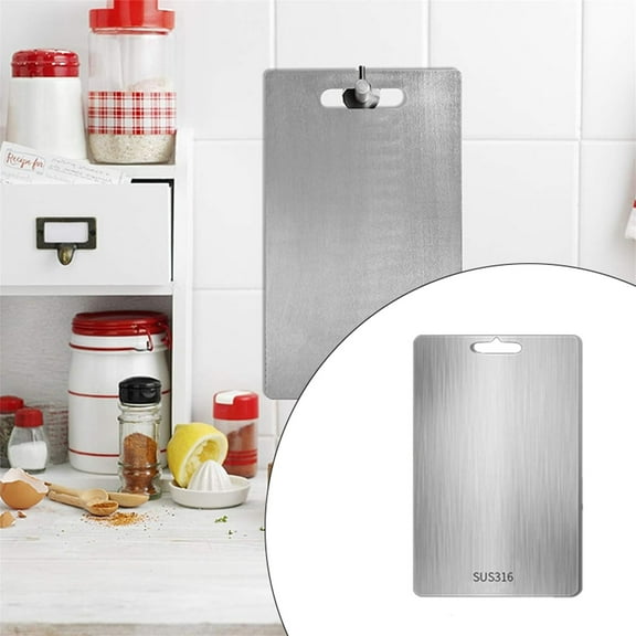 Stainless Steel Cutting Board,Double-Sided Food Grade Thickened Chopping Board for Meat,Vegetables,Fruit Kitchen Cutting Board for Fish,Cheese,Bread Butcher Block for Indoor Outdoor Use