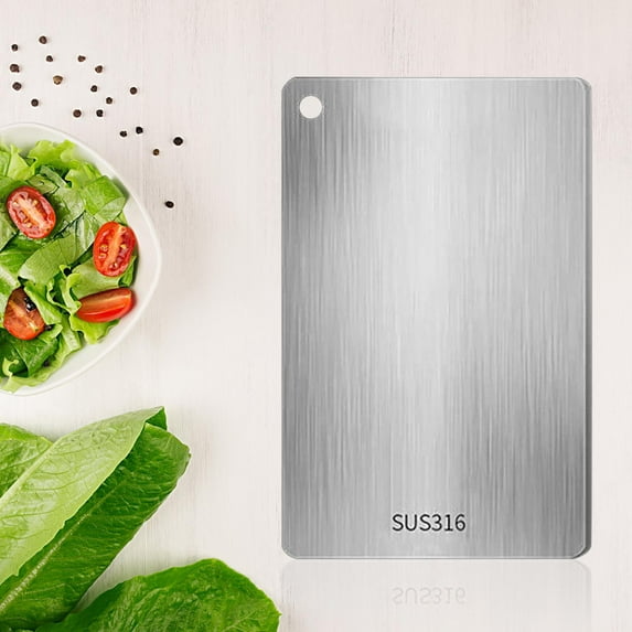 Stainless Steel Cutting Board Double-Sided Rust-Proof Kitchen Chopping Surface | Food-Grade Metal | Easy Clean Dishwasher Safe | Flat & Grooved Sides | Lightweight & Durable | Multi-Use | 1 Piece