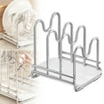 thumbnail image 1 of Stainless Steel Cutting Board Holder Rack with Lid and Pan Organizer, Three-Compartment Kitchen Counter Drying Rack with Drip Tray for Pot Lid and Chopping Board Storage, 1 of 9