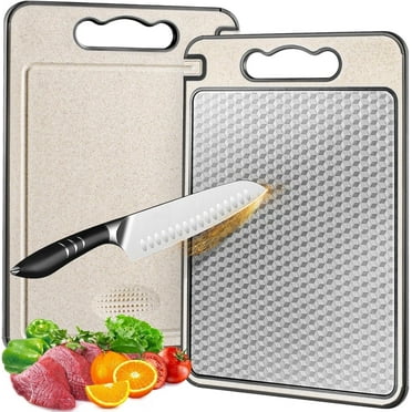 MMIZTFC Stainless Steel Cutting Board for Kitchen, 15x10'' Metal Cutting Board Double Sided Non-slip Scratch-resistant Mesh Design