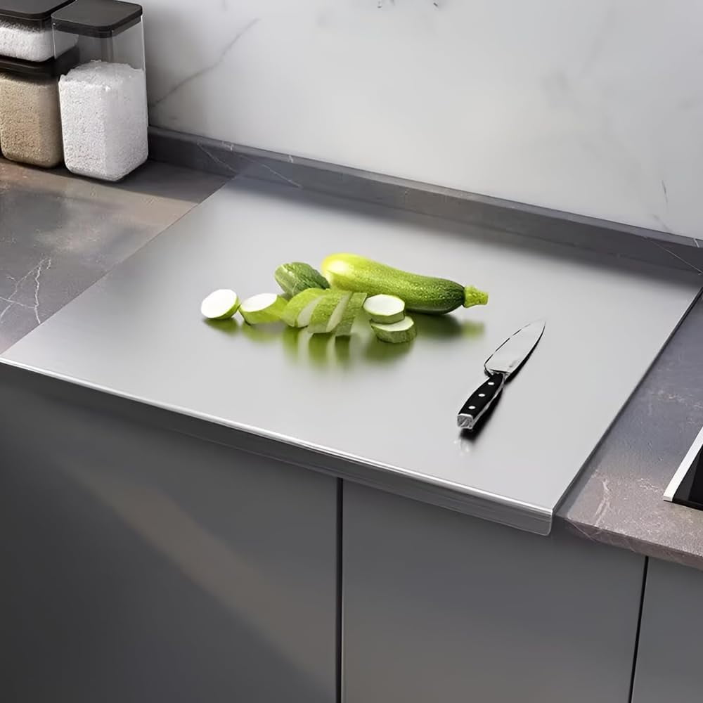 Stainless Steel Cutting Board for Kitchen Counter 304 Stainless Steel Cutting Plate Lipped Stainless Steel Cutting Board for Cutting Vegetables, Fruits, Meat,Bread
