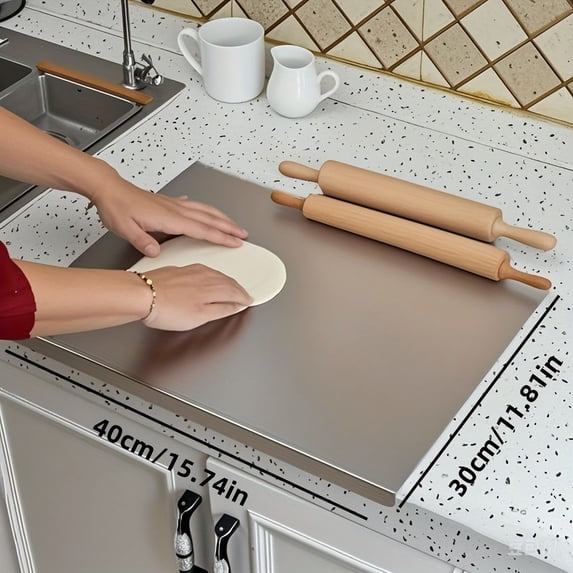 Stainless Steel Cutting Board for Kitchen - Large 304 Chopping Boards with Lid and Non-Slip Pad for Countertop, Suitable for Meat Vegetables Bread and Baking,Kitchen Accessories,