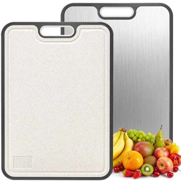Stainless Steel Cutting Board Large, Double Sided Cutting Board for Kitchen, Non Toxic Chopping Board for Meat, Vegetables,Dishwasher Safe