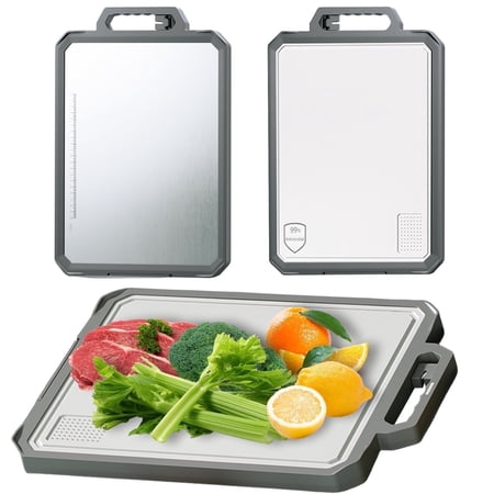 West Bay Stainless Steels Cutting Board, Large 17 x 12 Inch Glass Cutting Boards for Kitchen, Non Toxic, Double-Sided Food Grade Metal Chopping Board