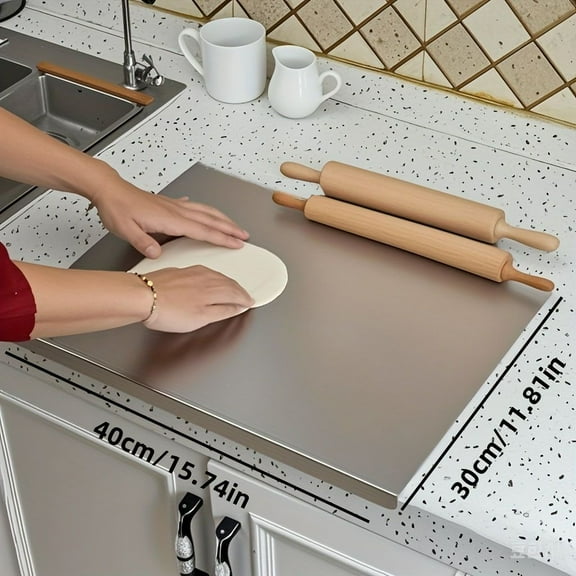 Stainless Steel Cutting Board for Kitchen - Large 304 Chopping Boards with Lid and Non-Slip Pad for Countertop, Suitable for Meat Vegetables Bread and Baking,Kitchen Accessories