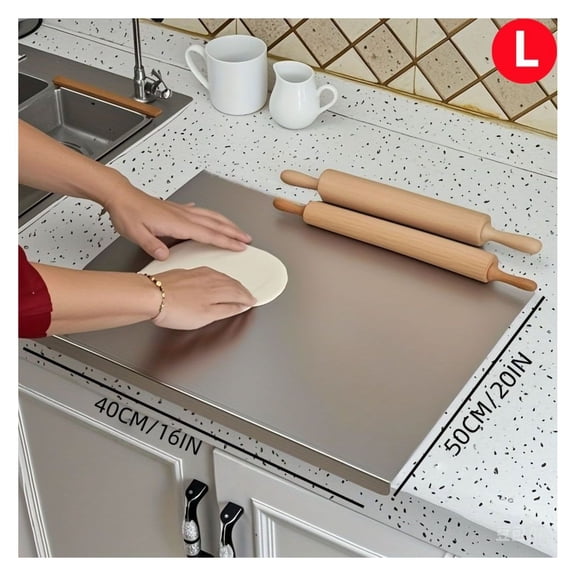 Stainless Steel Cutting Board with Lip - Large Metal Chopping Board for Kitchen Countertop - Meat, Fruits, Vegetables, Bread, Pizza - 304 Stainless Steel