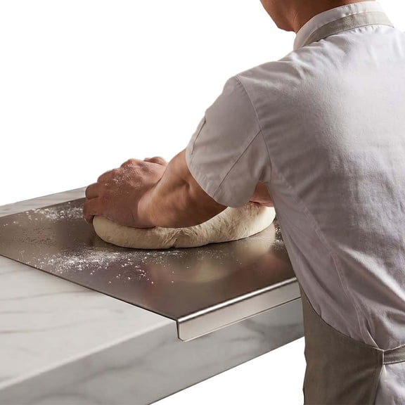 Stainless Steel Cutting Board with Lip: Metal Cutting Boards for Kitchen Countertop - Single Folded Edge Food Prep Board for Meat Vegetables Fruit Bread (Square)