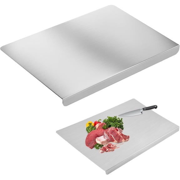 Stainless Steel Cutting Board with Lip, Steel Cutting Boards for Kitchen, L Shape Pastry Baking Board, Kneading Board Cutting Mats, for Meat Vegetables Bread