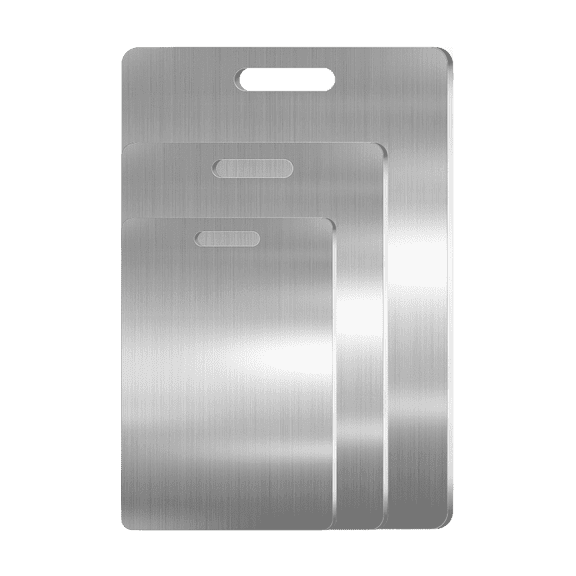 3-Piece Stainless Steel Cutting Board Set, Double Sided Metal Chopping Boards with Hanging Hole, Large Kitchen Prep Boards for Meat Vegetables Fruit