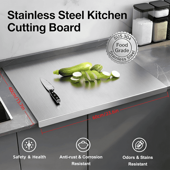 Stainless Steel Cutting Board for Kitchen - Large 304 Chopping Boards, Suitable for Meat Vegetables Bread and Baking,Kitchen Accessories,