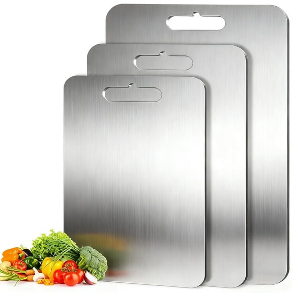 TINANA 3 PCS Stainless Steel Cutting Board for Kitchen (S+M+L), Durable, Hygienic and Dishwasher Safe