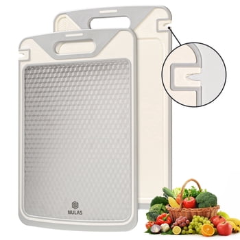 NULAS Cutting Board, Cutting Board with Knife Sharpener Double Sided Food Grade, Non-Slip Large 15.1x10.2 Inch Kitchen Chopping Board, Dishwasher Safe With Juice Groove