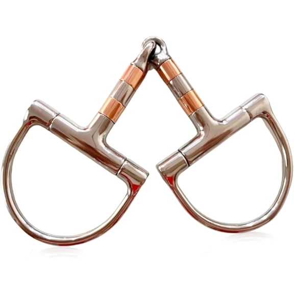 Stainless Steel D-Ring Snaffle Mouth Horse Bit D Ring Snaffle Bit with Copper Roller Horses Single Jointed Mouth Snaffle Horse Bit