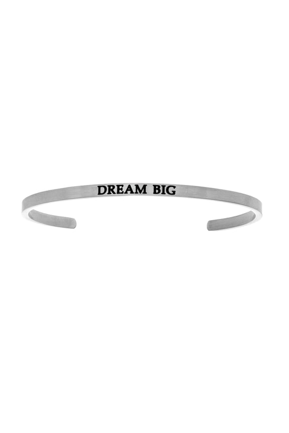 Stainless Steel DREAM BIG Diamond Accent Cuff Bangle Bracelet, 7