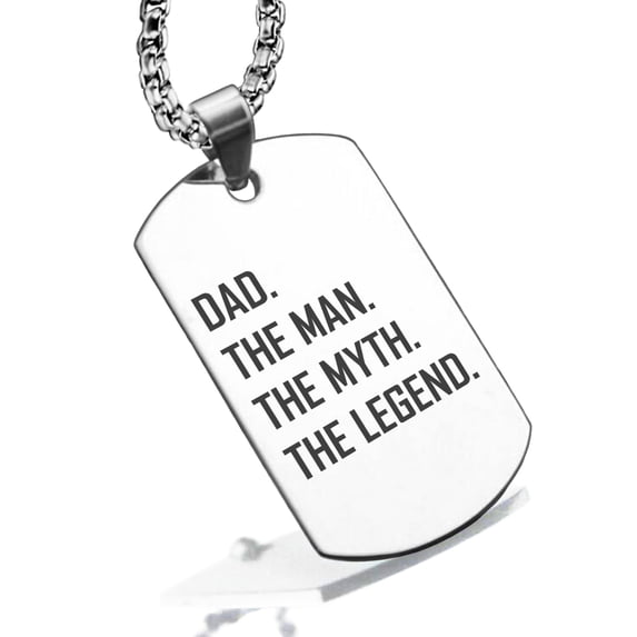 Stainless Steel Dad the Man Myth Legend Dog Tag Pendant Necklace