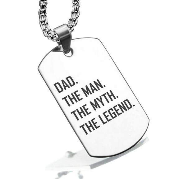 Stainless Steel Dad the Man Myth Legend Dog Tag Pendant Necklace