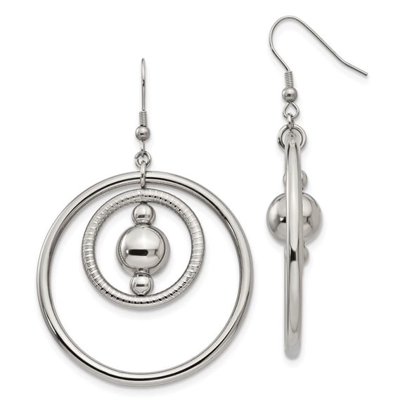 Stainless Steel Polished and Textured Shepherd Hook Earrings Dangle Earring for Women