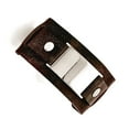 thumbnail image 1 of Stainless Steel Dark Brown Leather Polished Buckle Bracelet 8.75 Inch 41.5mm Wide Link Bracelet for Women, 1 of 2