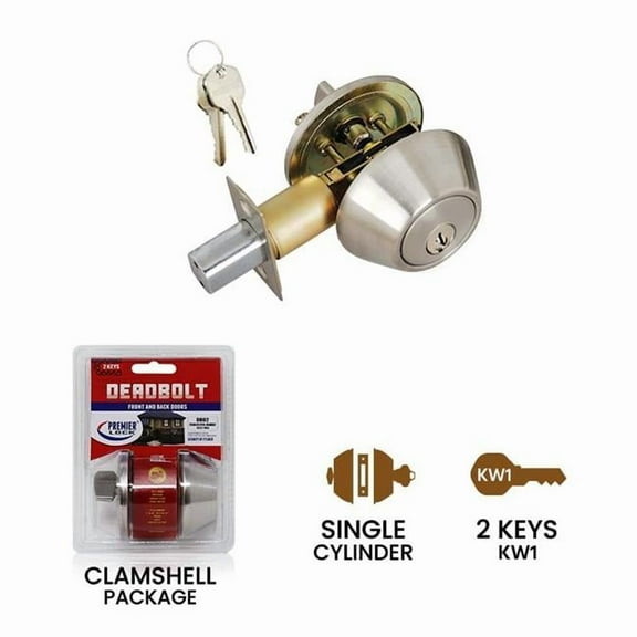 Stainless Steel Deadbolt Door Lock with 2 KW1 Keys-Carded