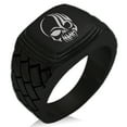 thumbnail image 1 of Tioneer Stainless Steel Death Zombie Skull Geometric Pattern Step-Down Biker Style Polished Ring, 1 of 1