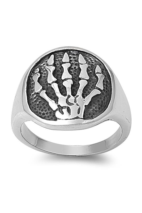 Stainless Steel Death's Hand Biker Ring