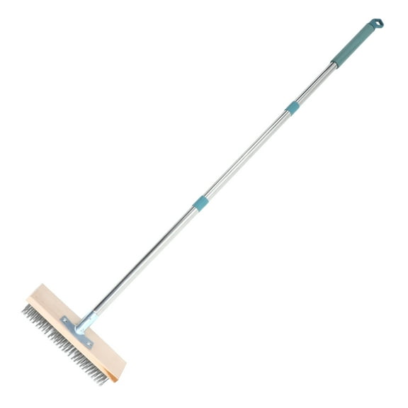 Stainless Steel Deck Scrub Brush with Long Handles 138cm, Heavy Duty Deck Wire Brush Concrete Floor Scrubber Brush for Garden Garage Pool Patio Fishing Boat Cleaning