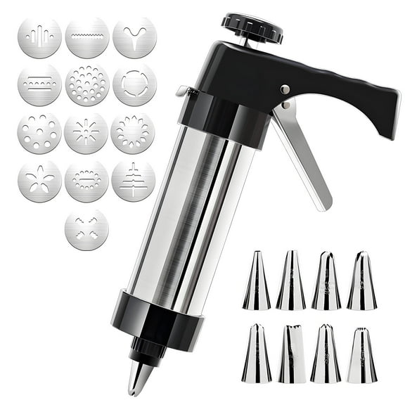 Stainless Steel Decoration Gun Set For Cake Cookies Cream Decoration With 13 Flower Tips 8 Nozzles And Replacement Parts Professional And Easy Clean 21 Pieces