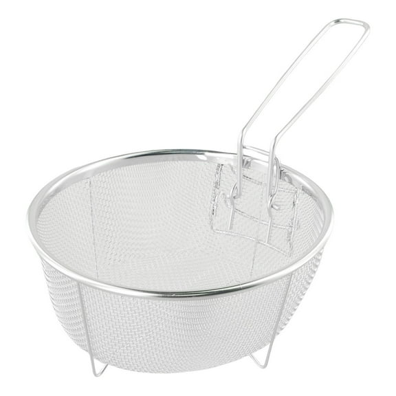 Stainless Steel Deep Fry Basket for Frying Serving Food, Multifunctional Fryer Basket with Detachable Handle Fryer for Pot Mini Fish Fry Fryer Strainer with Long Handle Cooking Tool (Round/9 Inch)