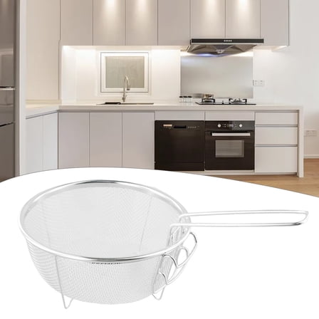 Stainless Steel Deep Fry Basket Round Wirepresentation With Detachable Handle 20*20Cm YIWEI