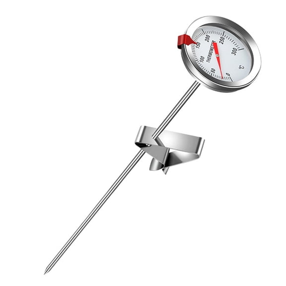 Stainless Steel Deep Fryer Oil Temperature Gauge Thermometer For Kitchen Use, 0300C Range, 2C Accuracy, Long Probe, Large Readability, Food-Safe