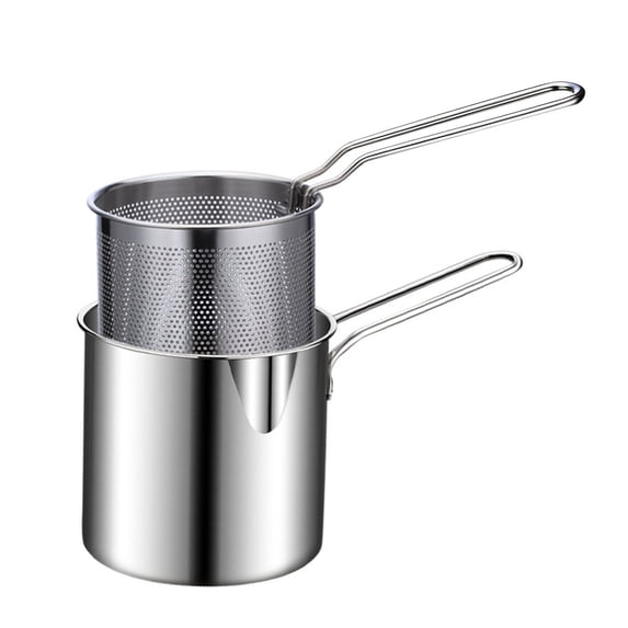 Stainless Steel Deep Fryer Pot with Basket, Stove Top Deep Fryer with Easy Grip Handle, Capacity Multifunctional Oil Strainer Pot for Frying Fish Shrimp Fries Chicken