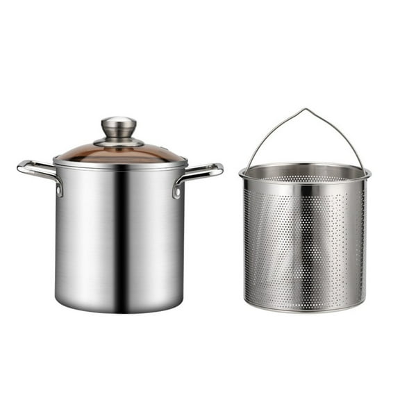 Stainless Steel Deep Fryer Pot Milk Warmer Pot Portable Cooking Pot Frying Basket Soup Pot For Kitchen Baking Fried Chicken