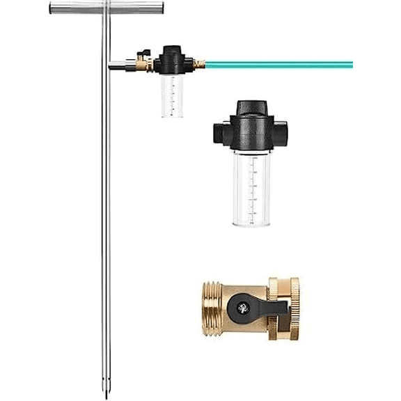 Stainless Steel Deep Root Tree Watering Tool,Root Feeder with Fertilizer Bottle Watering Wand Irrigation System Watering Stake,for Trees Bushes Shrubs Fruit Trees with Brass Valve T-Handle