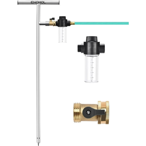 Stainless Steel Deep Root Tree Watering Tool,Root Feeder with Fertilizer Bottle Watering Wand Irrigation System Watering Stake,for Trees Bushes Shrubs Fruit Trees with Brass Valve T-Handle