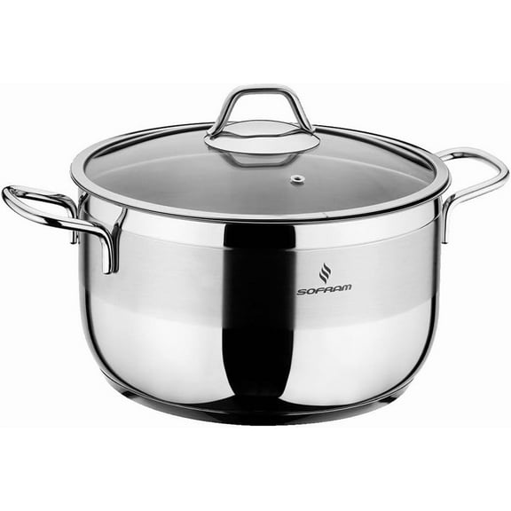 Stainless Steel Deep Stock Pot with Glass Lid Soup Pot Deep Casserole Cooking Pot Suitable for Induction Stove Cookware (4.65-qt. (4.4 L))