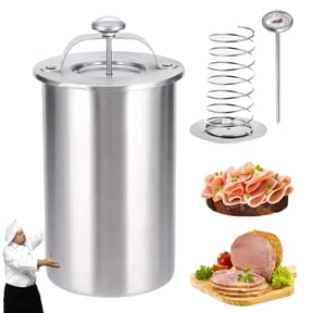 Stainless Steel Deli Meat Press with Thermometer, 1.5L Ham Maker Mold for Homemade Lunch Meat, Poultry & Sandwich Filling